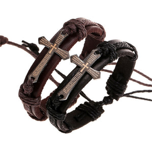 Leather Bracelet with Cross