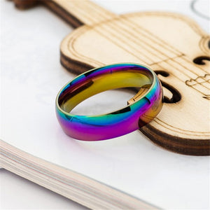 Classic Rainbow Colorful Ring Titanium Steel